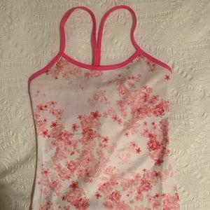 Lululemon white and pink floral tank top
